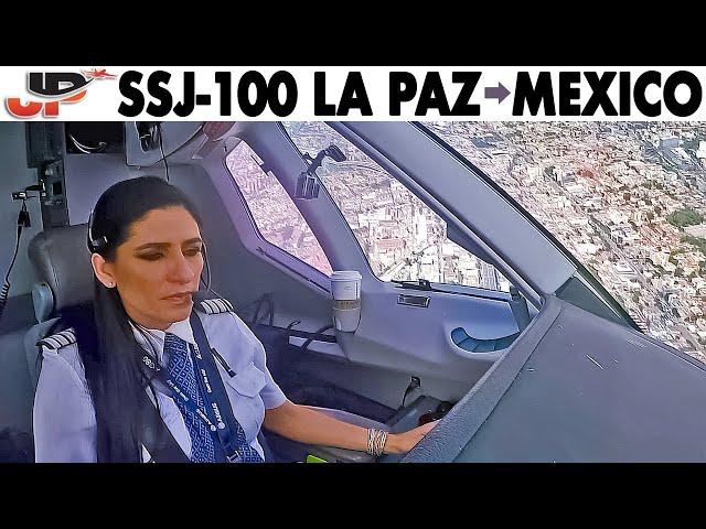 Piloting the SUKHOI SUPERJET La Paz to Mexico City | Cockpit Views