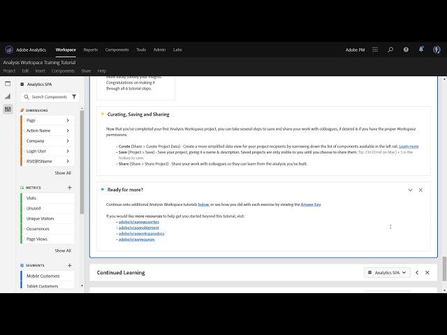 Training Tutorial Template in Analysis Workspace