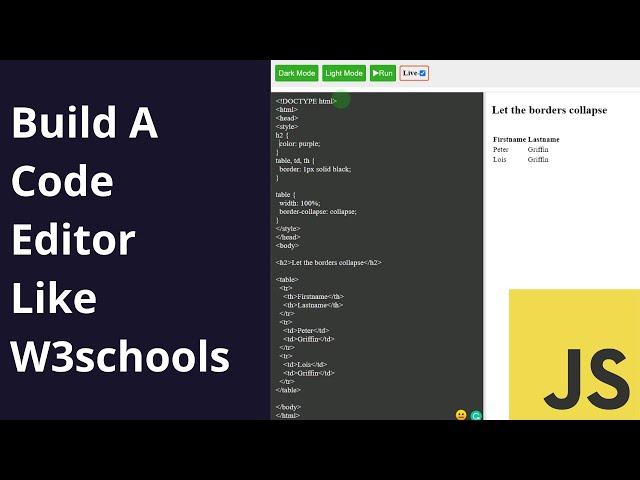 Build A Code Editor Like W3schools With Html Css And Javascript