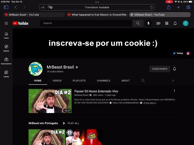 I am the 1,000th subscriber of Mrbeast’s Brazil channel