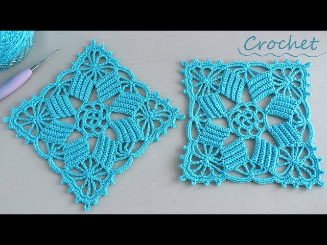 Ажурный МОТИВ "Квадратики в квадрате" вязание крючком МК Beautiful Pattern Crochet square motifs