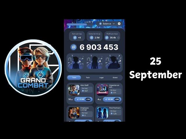 Grand Combat Daily Combo 25 September 2024 | Grand Kombat Daily Combo Card