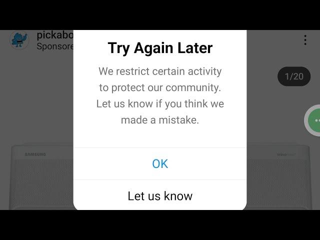 instagram we restrict certain activity to protect our community | Instagram try again later problem