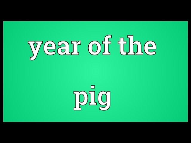 Year of the pig Meaning