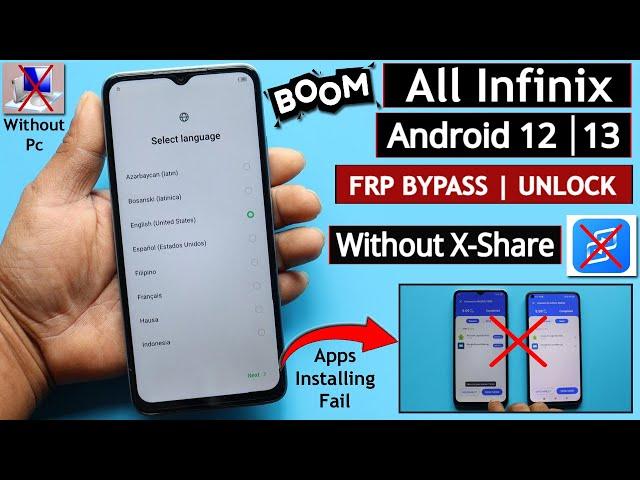 Boom - All Infinix Frp Bypass Apps Not Installed Solution - Without X-Share 100% Working 2023