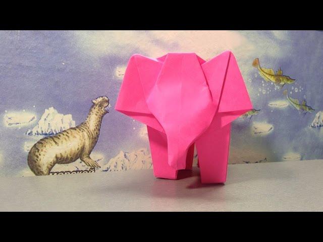 Оригами слон. Слоник из бумаги. Origami elephant. Elephant made of paper.