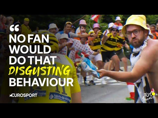 Tour de France: SPECTATOR THROWS bag of CRISPS into Tadej Pogacar and Jonas Vingegaard's face! 