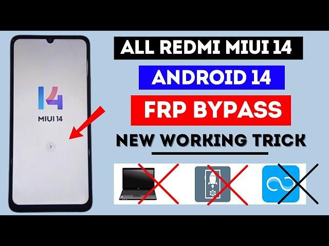 All Redmi Miui 14 Frp Bypass Without Pc Android 14 | No Share Me | No Activity Launcher | FRP Unlock