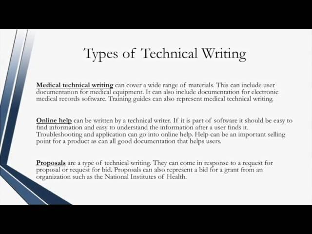 Certified Technical Writer - Types of Technical Writing