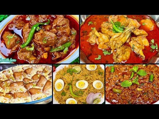 5 BEST SUNDAY SPECIAL RECIPES IN 15 MINUTES Mutton Masala-Pulao-Shahi Tukde-Keema-Chicken Curry