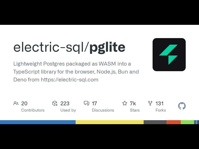 GitHub - electric-sql/pglite: Lightweight Postgres packaged as WASM into a TypeScript library for...