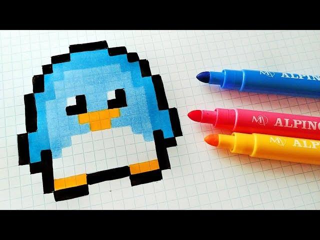 Handmade Pixel Art - How To Draw Kawaii Penguin #pixelart