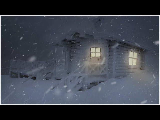 Snowstorm at a Frozen Wooden Hut┇Howling Wind & Blowing Snow┇Freezing Snowstorm Sounds for Sleeping