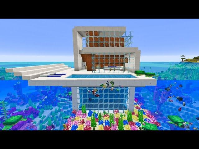 MODERN WATER HOUSE BUILD CHALLENGE in Minecraft