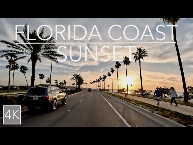 Florida Gulf Coast Sunset Scenic Drive 4K - Driving Sarasota to Anna Maria Island