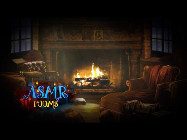 Harry Potter Inspired ASMR - Gryffindor Common Room - Ambience and Animation (rain, fire place)