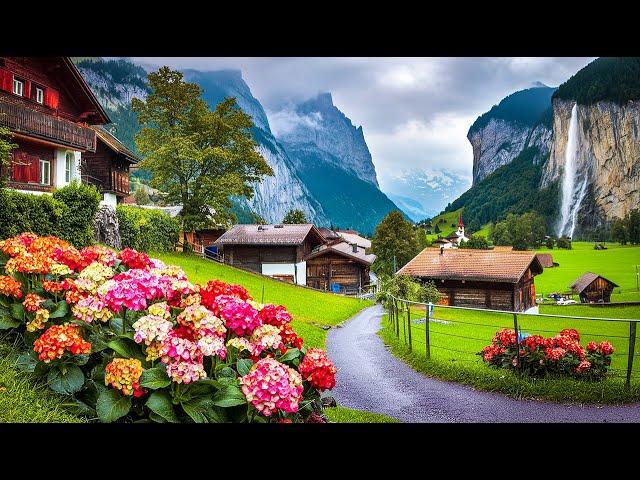 Lauterbrunnen,Switzerland  | 4k Rainy walk  in the most beautiful Swiss village