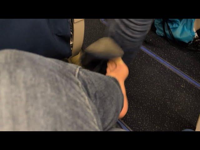 Shoe Knocked Off! (Public Shoeplay, Dangling, Bare Feet, Shoe Loss)