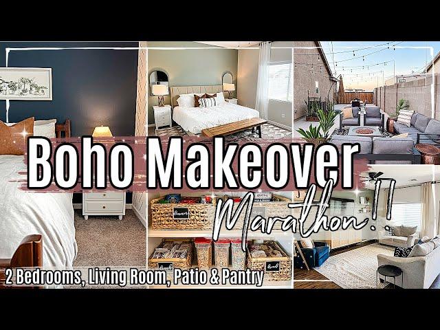 BOHO MAKEOVER MARATHON 2022 :: 2 BEDROOM TRANSFORMATIONS + LIVING ROOM, PANTRY & PATIO MAKEOVER