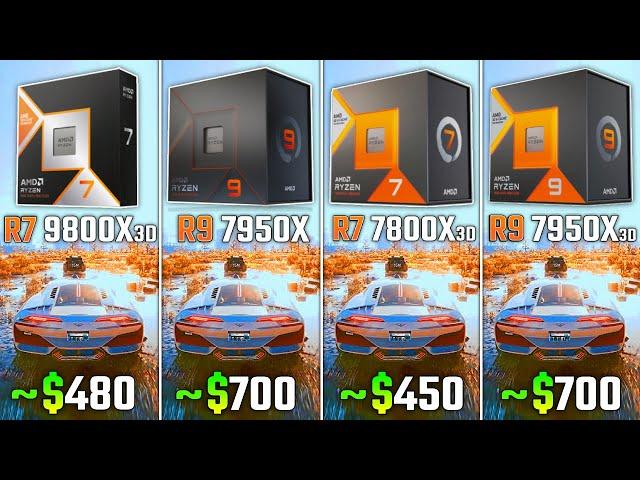 RYZEN 7 9800X3D vs RYZEN 7950X vs RYZEN 7800X3D vs RYZEN 7950X3D | Test in 6 Games