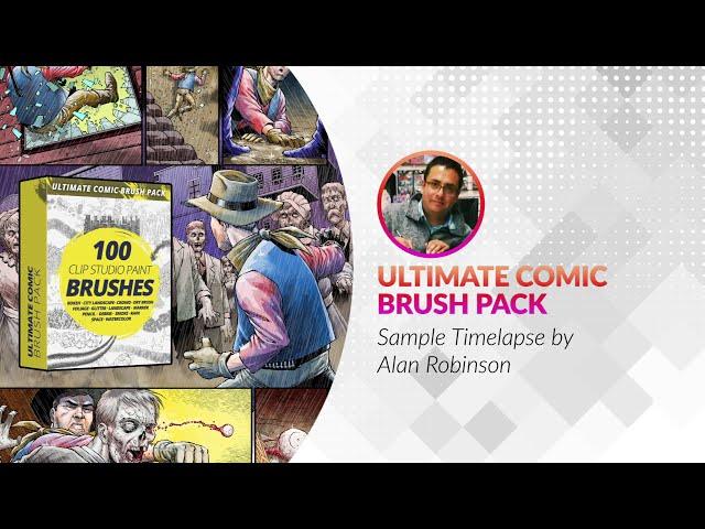 Ultimate Comic Brush Pack for CLIP STUDIO PAINT - Comic page Time-lapse by Alan Robinson.