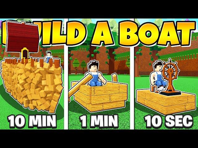 10 MINUTE 1 MINUTE 10 SECOND BUILD CHALLENGE! *Impossible* Build a Boat