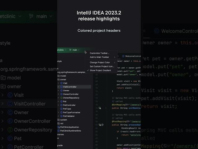 IntelliJ IDEA 2023.2 release highlights - Colored headers