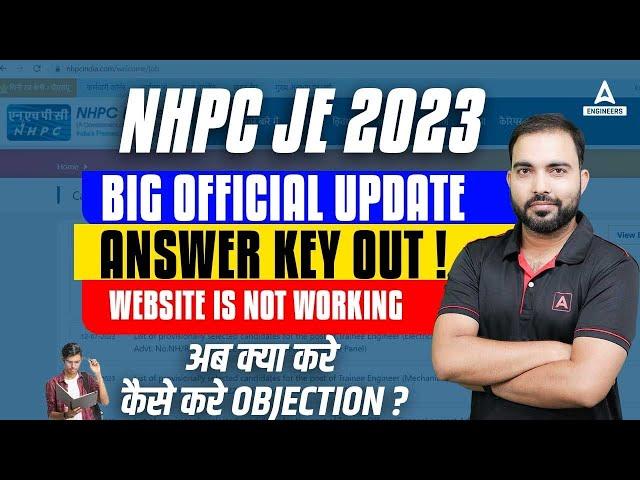 NHPC JE 2023 big official update | answer key | students bahut pareshan