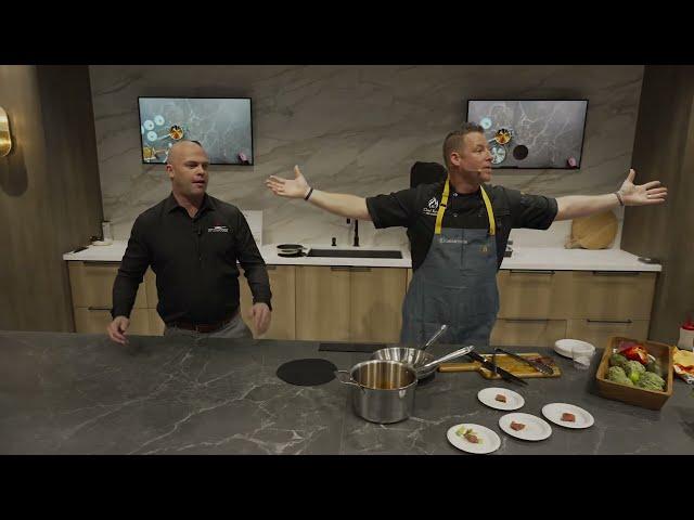 Chef Kev D Live Cooking Experience Using Caesarstone's Porcelain Countertop at KBIS 2023