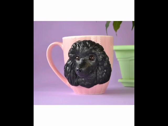 Black poodle dog portrait mug, dog lover gift