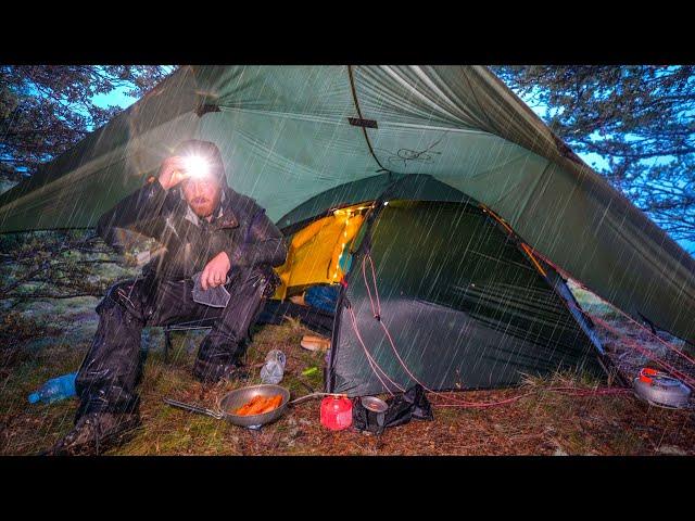 CAMPING In EXTREME STORM Conditions - Heavy Rain - STRONG Winds