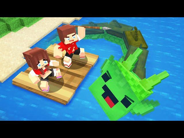 JJ and JJ's Sister SURVIVING on ISLAND - Maizen Minecraft Animation