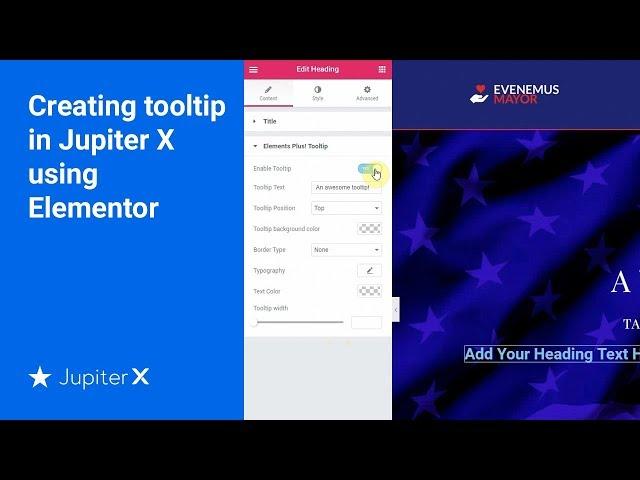 Creating tooltip in Jupiter X using Elementor