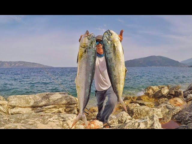 Fishing Mahi-Mahi From Shore, Fishing Greece, Fishing Kefalonia...