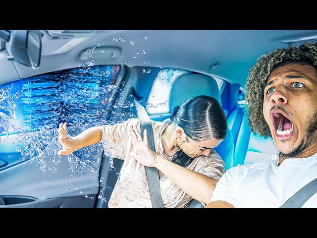 I OPENED My FIANCE'S WINDOW While Going Through The CAR WASH *HER BIGGEST FEAR*