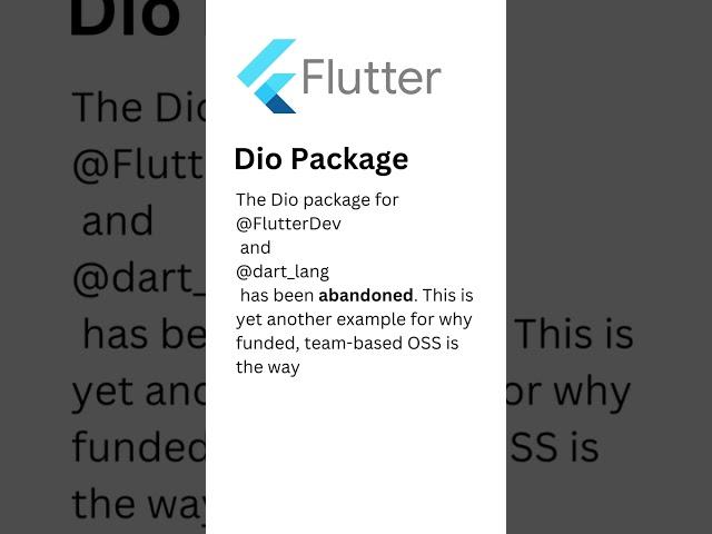 Flutter Dio Package has been officially Discontinued #dio #flutter