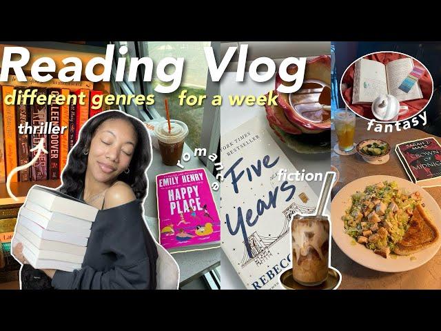 reading DIFFERENT GENRES for a week! ️ [ *spoiler free* Reading Vlog ]