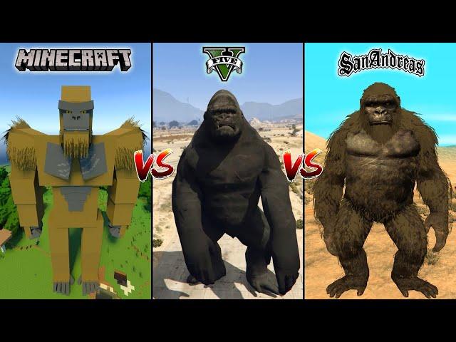 MINECRAFT KING KONG VS GTA 5 KING KONG VS GTA SAN ANDREAS KING KONG - WHO IS BEST?