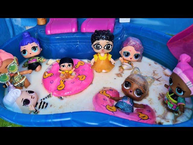 CHOCOLATE POOL WITH A SURPRISE! ALL DOLLS LOL SWIM! Funny dolls cartoons Darinelka