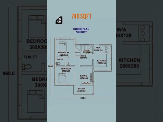 740 sqft house plan #shorts #hbg