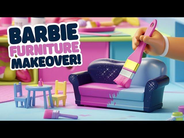 Barbie house painting sofa | What is happening in the Barbie house | Barbie House Furniture makeover