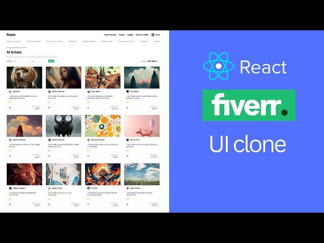 React Fiverr App Design Tutorial  | React UI Full Course for Beginners