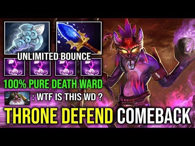 WTF 100% Pure Death Ward Throne Defend Comeback with Wind Waker Full Aghanim Witch Doctor Dota 2