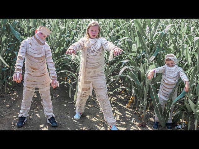 Assistant Plays Mummy Touch with Batboy Ryan in a Corn Maze