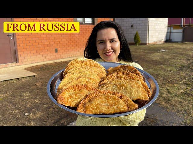 Cooking Homemade Chebureks with Meat and Cheese! Crispy and Juicy Dish / Elin Gabsel