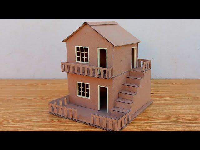 Making a Beautiful Small Cardboard House For School project|DIY Miniature Cardboard House |