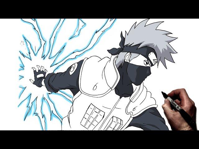 How To Draw Kakashi (Chidori) | Step By Step | Naruto