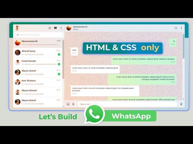 Let's Build WhatsApp Chat Design in Html and CSS only - بناء واجهة تطبيق واتساب + (Free Code)