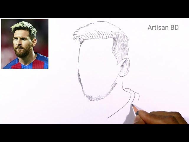 How To Draw Lionel Messi | Step By Step Very Easy Pencil Sketch | Messi Drawing