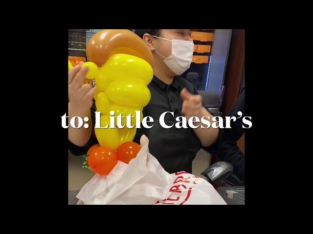 Pizza balloon delivered to Little Carsar’s Pizza in Hemet, CA.